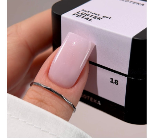 BIBLIOTEKA Builder gel nail gel No. 18 Luster Petal, soft pink with shimmer, 30 ml