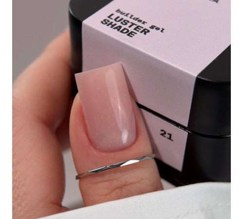BIBLIOTEKA Builder gel nail gel No. 21 Luster Shade, cold pink-beige with shimmer, 30 ml