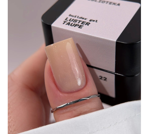 BIBLIOTEKA Builder gel nail gel No. 22 Luster Taupe, cold beige with shimmer, 30 ml