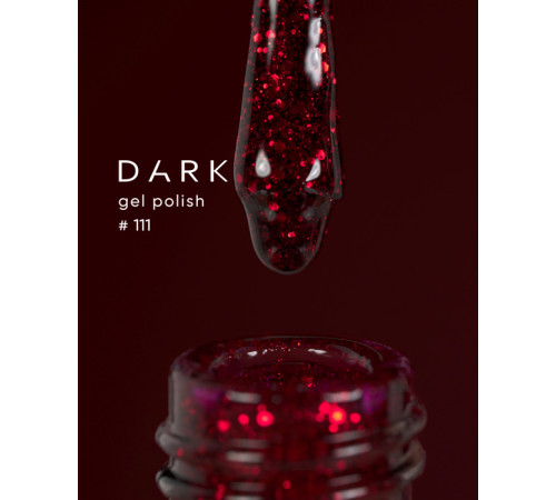 DARK gel polish #111, red with sparkles, 6 ml