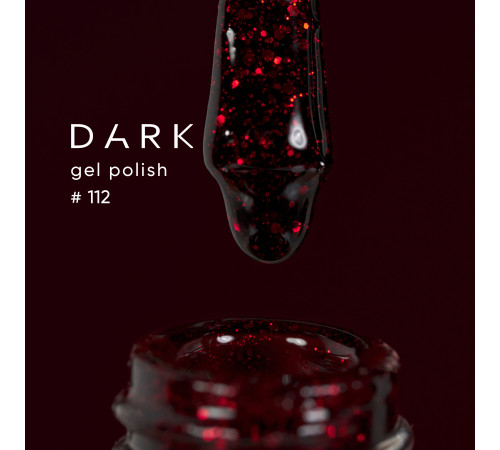 Gel polish DARK No. 112, dark cherry with red shimmer, 10 ml