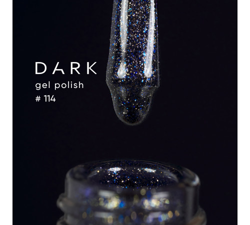 DARK gel polish #114, dark blue with blue-silver shimmer, 10 ml