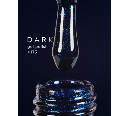 Гель-лак DARK №173, чорний з синіми блискітками, 10 мл