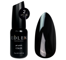 Gel polish Edlen Color No. 002 black, 9 ml