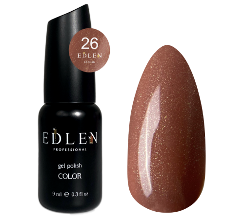 Гель-лак Edlen Color №026 світло-коричневий із золотим шиммером, 9 мл