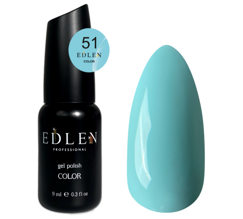 Гель-лак Edlen Color №051 світло-бірюзовий, 9 мл