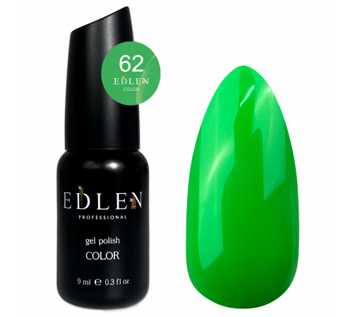 Гель-лак Edlen Color №062 яскраво-зелений, 9 мл