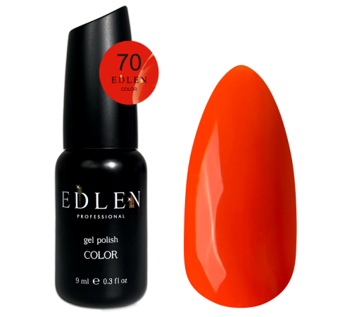 Гель-лак Edlen Color №070 помаранчевий неон, 9 мл