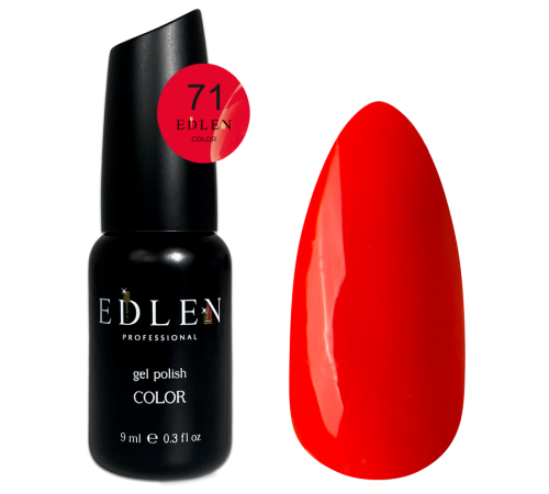 Гель-лак Edlen Color №071 помаранчево-червоний неон, 9 мл