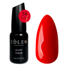 Гель-лак Edlen Color №074 яскравий червоний неон, 9 мл