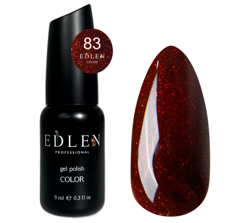 Гель-лак Edlen Color №083 бордово-червоний з шиммером, 9 мл