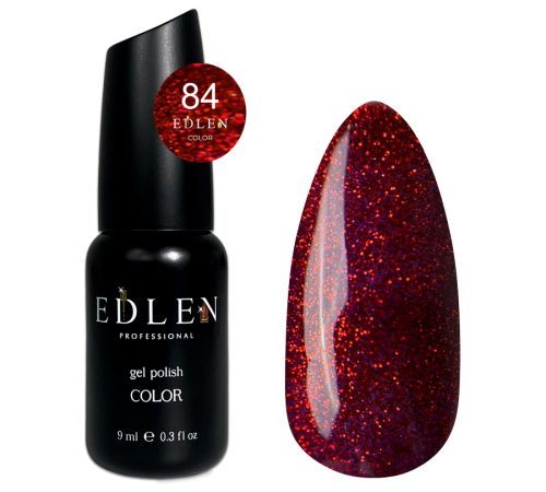 Гель-лак Edlen Color №084 червоний з блискітками, 9 мл