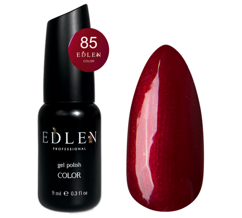 Гель-лак Edlen Color №085 темно-малиновий з мікроблиском, 9 мл