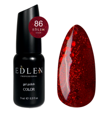 Гель-лак Edlen Color №086 темно-червоний з блискітками, 9 мл