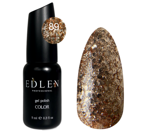Гель-лак Edlen Color №089 прозорий з золотим пластівцями, 9 мл