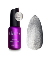 Гель-лак Edlen Sparkle cat №01 котяче око, срібний, 9 мл