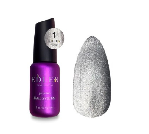 Гель-лак Edlen Sparkle cat №01 котяче око, срібний, 9 мл