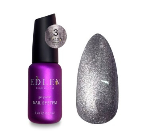 Гель-лак Edlen Sparkle cat №03 котяче око, графіт, 9 мл