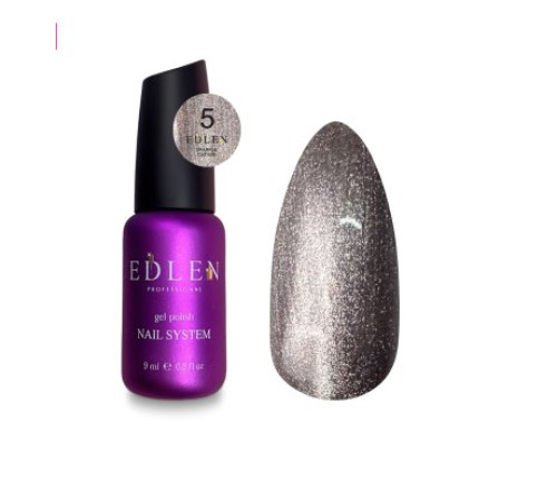 Гель-лак Edlen Sparkle cat №05 котяче око, сіро-коричневий, 9 мл