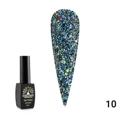Гель-лак Global Diamond Ball №10 графіт, 8 мл