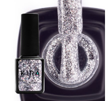 Gel polish Kira Nails 24 Karat #002 silver with colored sparkles, 6 ml