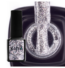 Гель-лак Kira Nails 24 Karat №002 срібний з кольоровими блискітками, 6 мл