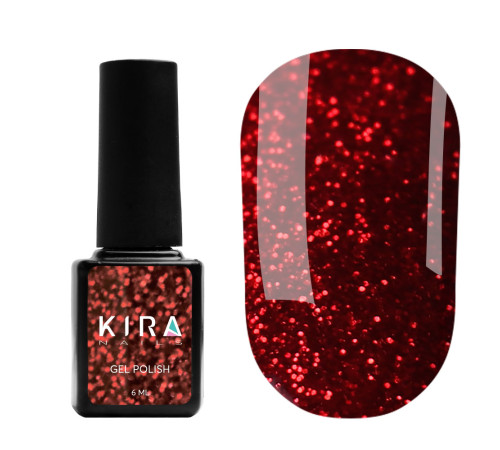 Гель-лак Kira Nails Hot Peppers №01 червоний з дрібним срібним шимером, 6 мл