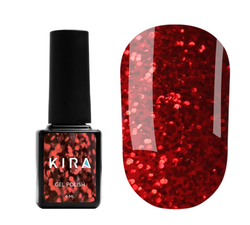 Гель-лак Kira Nails Hot Peppers №02 червоний з крупним шимером, 6 мл