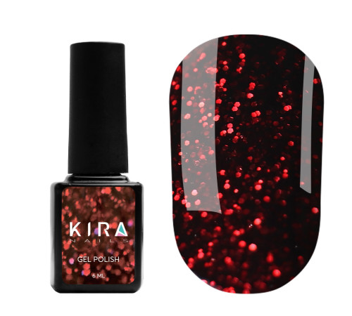 Гель-лак Kira Nails Hot Peppers №03 бордовий з червоним шимером, 6 мл