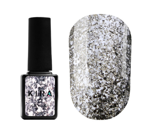 Гель-лак Kira Nails Shine Bright №01 срібло з блискітками, 6 мл