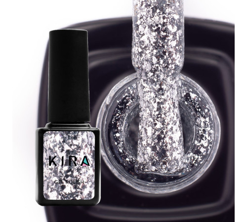 Гель-лак Kira Nails Shine Bright №01 срібло з блискітками, 6 мл