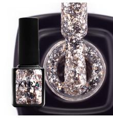 Гель-лак Kira Nails Shine Bright №02 срібло з золотими блискітками, 6 мл