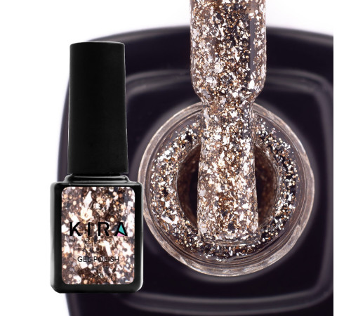 Гель-лак Kira Nails Shine Bright №03 біле золото з блискітками, 6 мл