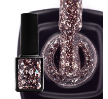Gel polish Kira Nails Shine Bright #04 dark silver with small red sparkles, 6 ml