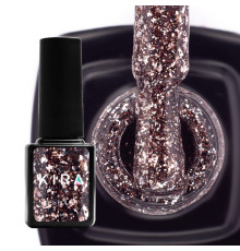 Гель-лак Kira Nails Shine Bright №04 темне срібло з дрібними червоними блискітками, 6 мл
