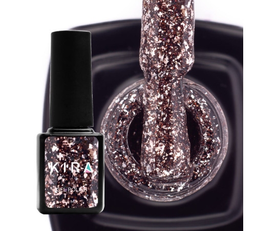 Гель-лак Kira Nails Shine Bright №04 темне срібло з дрібними червоними блискітками, 6 мл