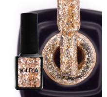 Gel polish Kira Nails Shine Bright #05 gold with sparkles, 6 ml