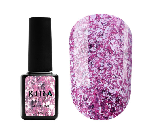 Гель-лак Kira Nails Shine Bright №08 рожевий з блискітками, 6 мл