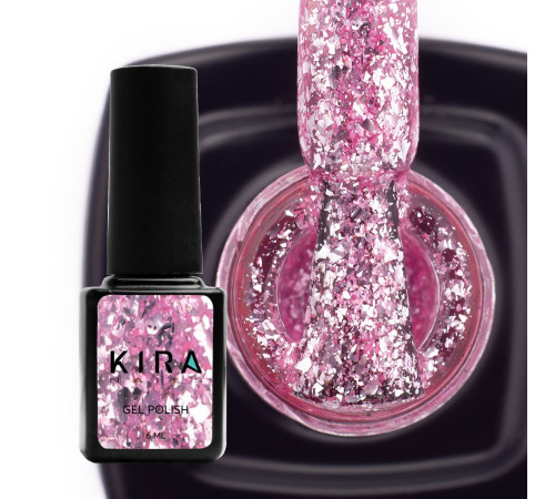 Гель-лак Kira Nails Shine Bright №08 рожевий з блискітками, 6 мл