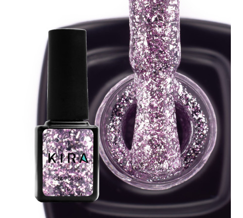 Гель-лак Kira Nails Shine Bright №09 бузковий з блискітками, 6 мл