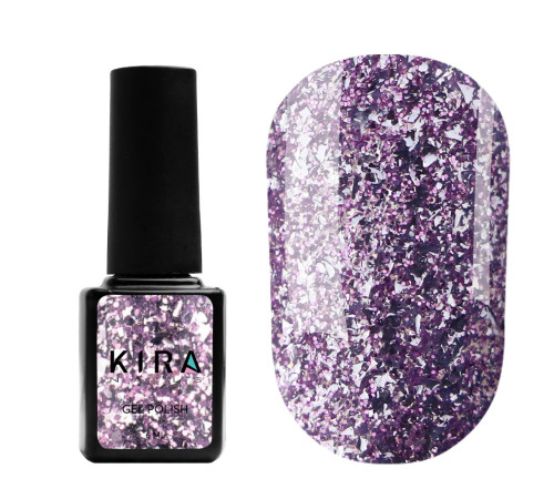 Гель-лак Kira Nails Shine Bright №09 бузковий з блискітками, 6 мл