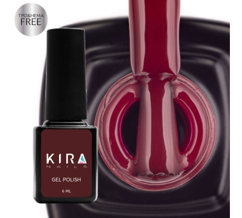 Гель-лак Kira Nails №034 HEMA/TPO free, темно-червоний емаль, 6 мл