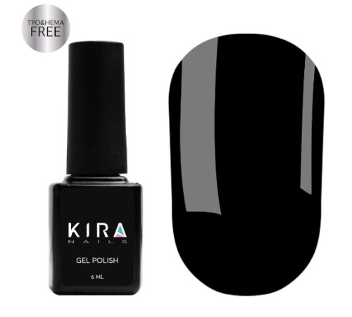 Гель-лак Kira Nails №035 HEMA/TPO free, чорний емаль, 6 мл