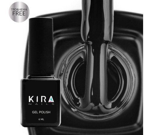 Гель-лак Kira Nails №035 HEMA/TPO free, чорний емаль, 6 мл