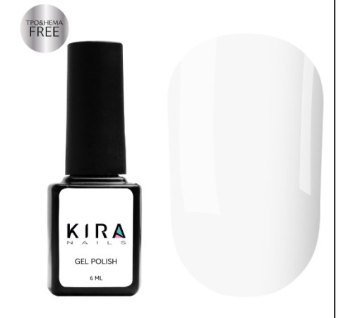 Гель-лак Kira Nails №036 HEMA/TPO free, білий емаль, 6 мл