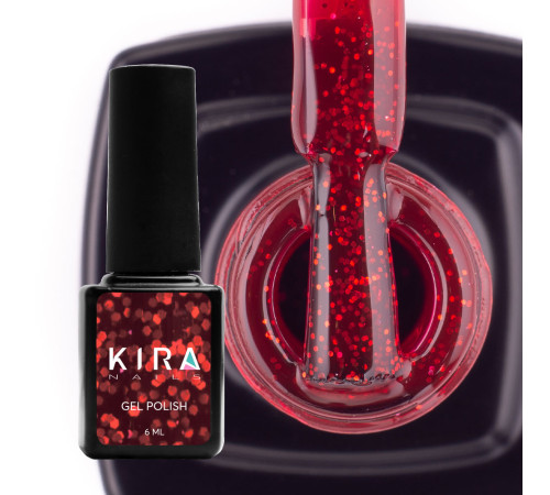 Гель-лак Kira Nails №095 насичений червоний з мікроблиском, 6 мл
