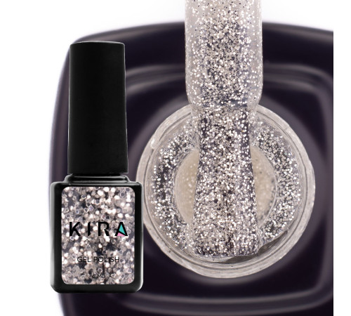 Gel polish Kira Nails #162 gold with silver enamel balls, 6 ml