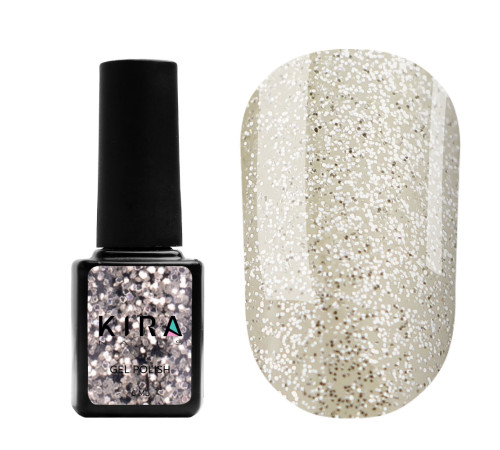 Gel polish Kira Nails #162 gold with silver enamel balls, 6 ml
