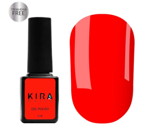 Гель-лак Kira Nails №166 HEMA/TPO free, пикантно-красная эмаль, 6 мл