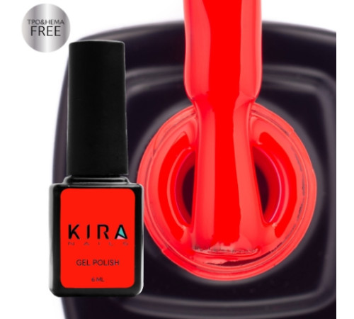 Гель-лак Kira Nails №166 HEMA/TPO free, пикантно-красная эмаль, 6 мл